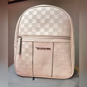 Tahari Ivory Checkered Womens Backpack Purse